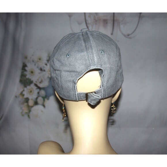 Cat Hat Baseball Cap Black Cat Peeking Gray Colored Stone Washed NEW - Picture 4 of 5